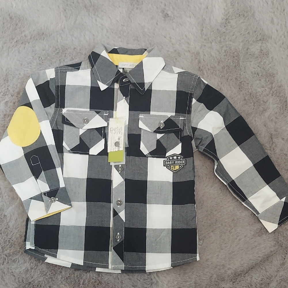 Petit Lem Black and White Button Down Shirt
